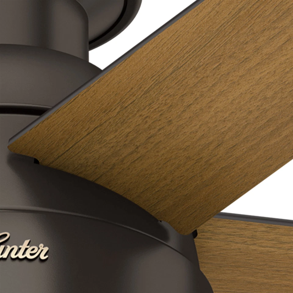 Ventilador Hunter 46 pulgadas bajo perfil Premier bronce ventilador de techo con luz y cadena de tracción Foto 3 de 4
