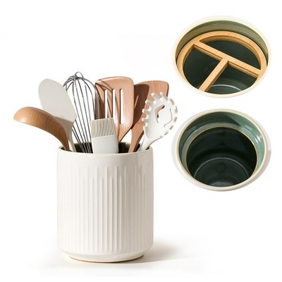 JIEMEI HOME Kitchen Utensil Holder, 7.2'' Large Ceramic Stable Utensil Crock f...