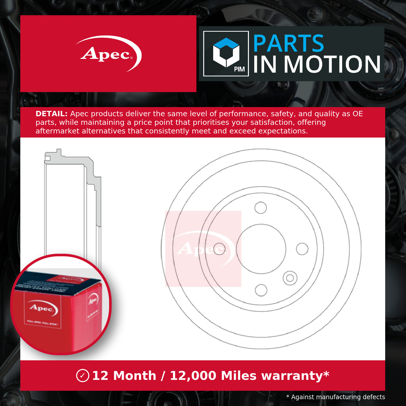 Brake Drum fits PEUGEOT 208 Mk2 1.2 Rear 2019 on 9821572480 Apec Quality New