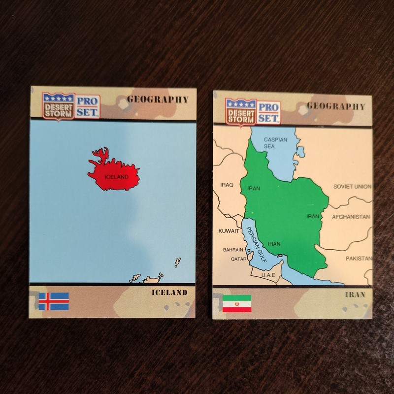 1991 Pro Set Desert Storm #23 ICELAND & #24 ISLAMIC REPUBLIC OF IRAN