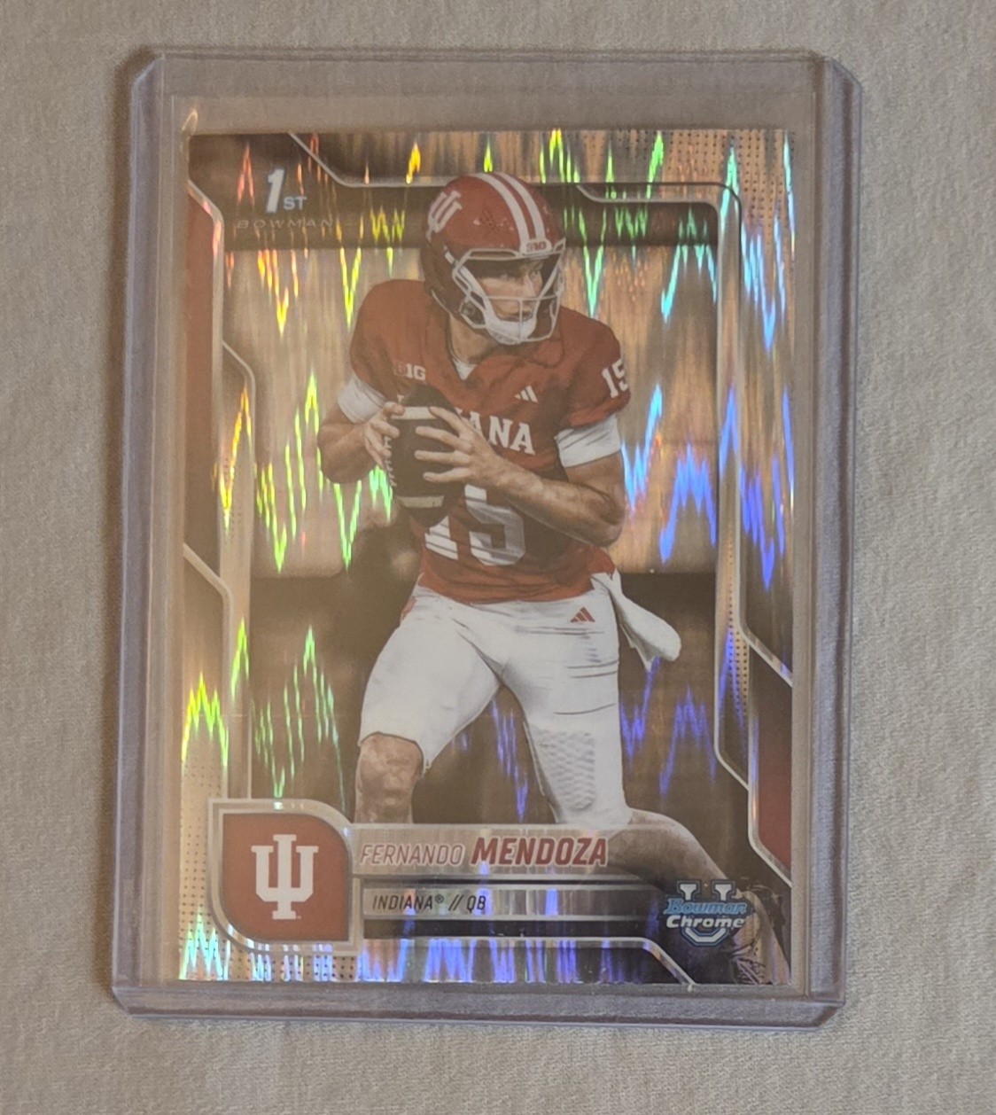 2025 Bowman Chrome U Fernando Mendoza 1st Stealth Refractor SP