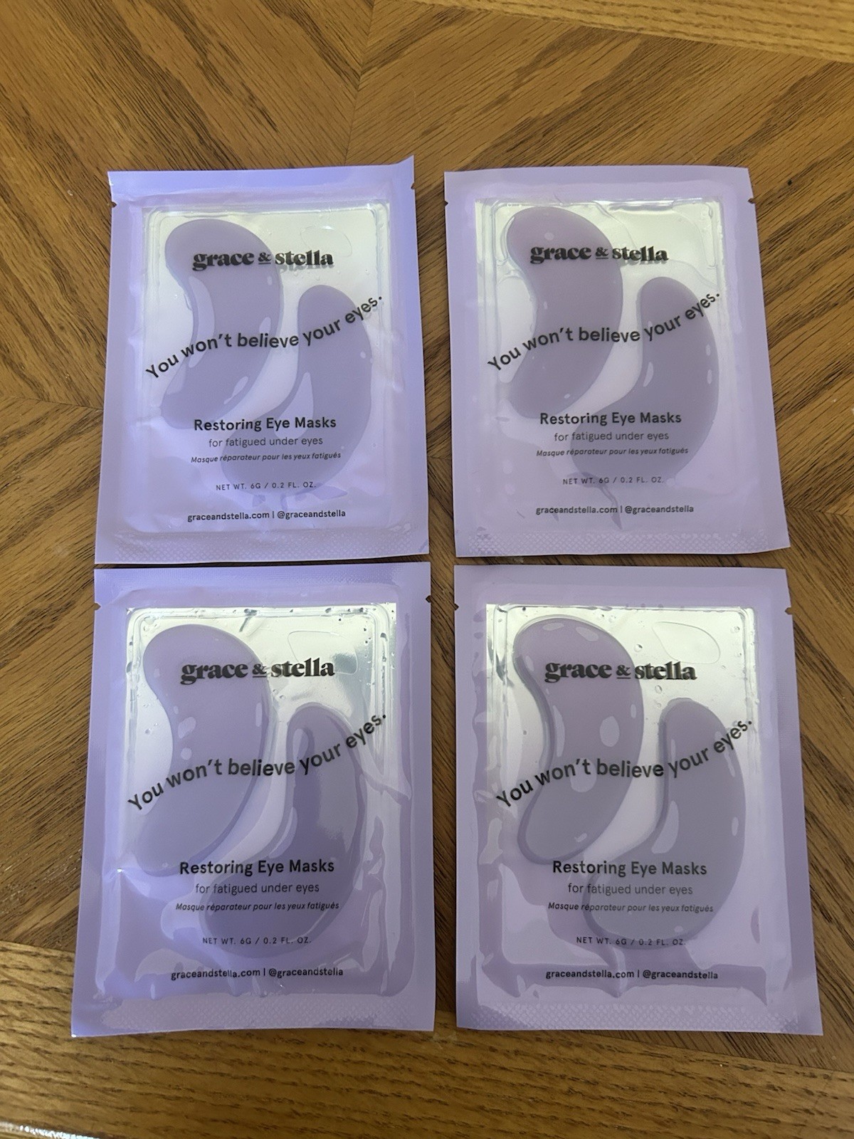 NEW Grace & Stella Purple Restoring Eye Masks for Fatigue 4 Packs SEALED
