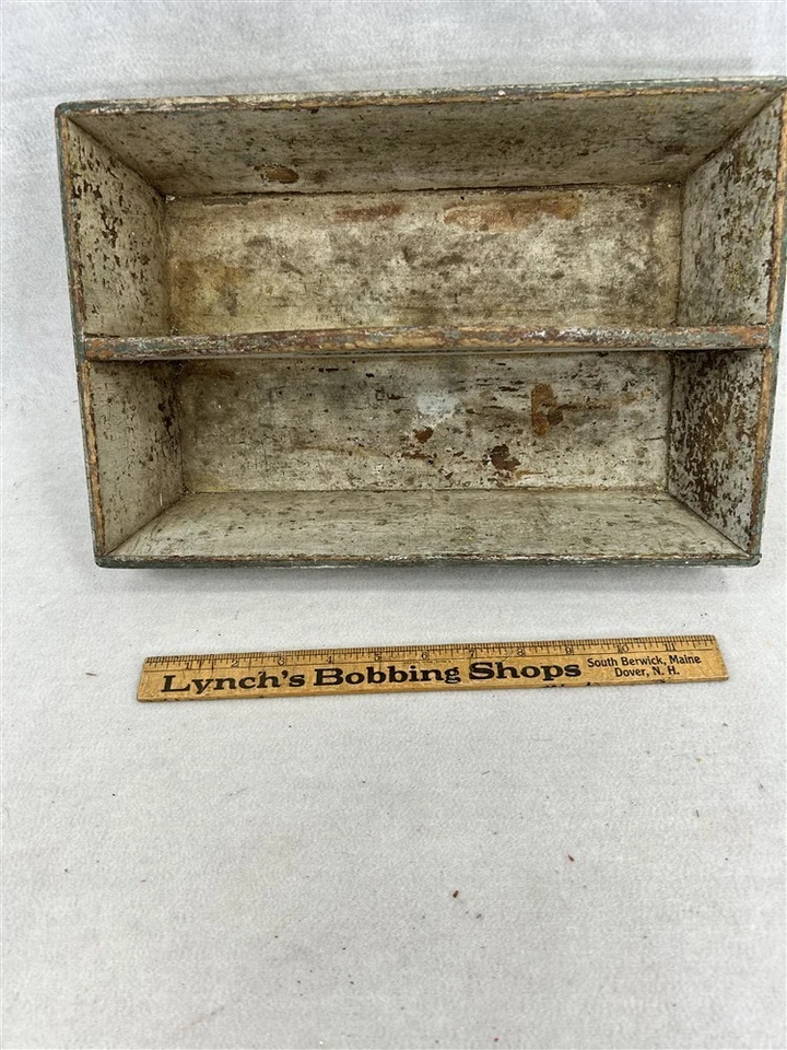  Bandeja de herramientas portaherramientas antiguo cubiertos de cocina 10,5 x 10,5 hecho a mano pintado 1800 Foto 2 de 4