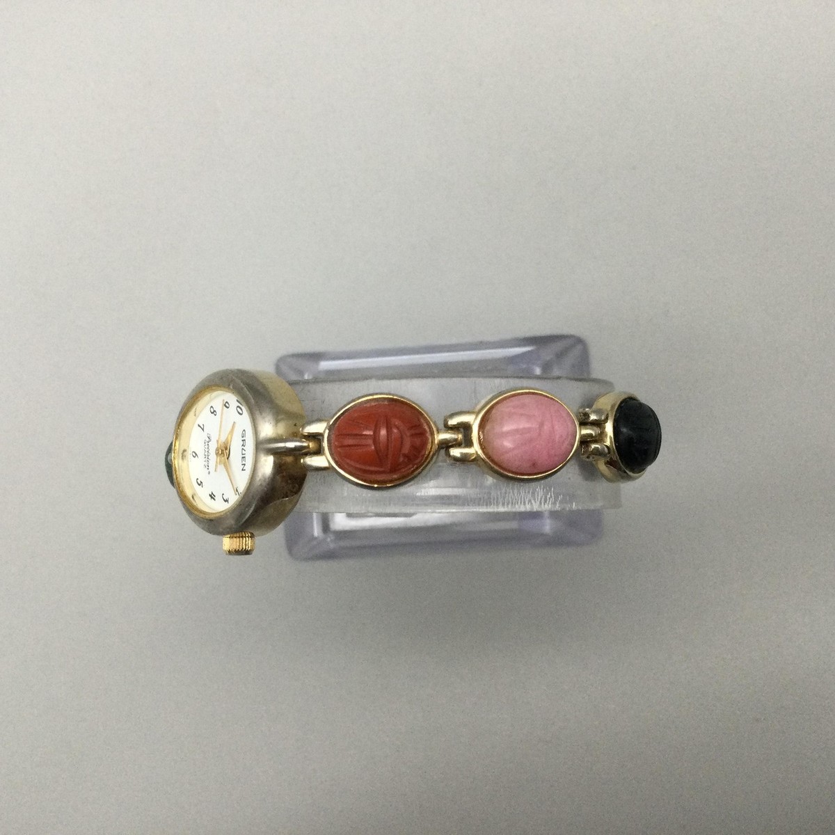 Gruen Precision Scarab Womens Watch 19mm White Dial Gold 