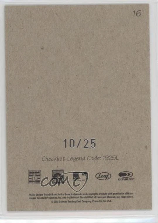 2004 Leaf Exhibits 1925 L Text Left /25 George Brett #16 HOF - Image 2 of 2