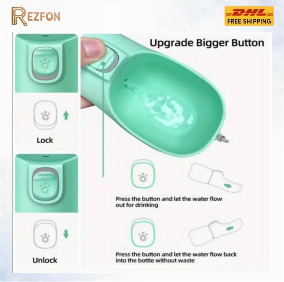 300ml Hunde Trinkflasche für Unterwegs Hunde Wasserflasche DHL Versand - Bild 2 von 4