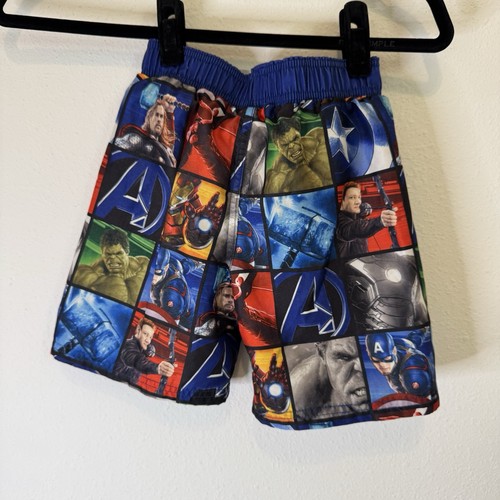 Marvel Avengers Swim Trunks Boys Size XS Blue Red Mesh Lined Board Shorts - Picture 5 of 5