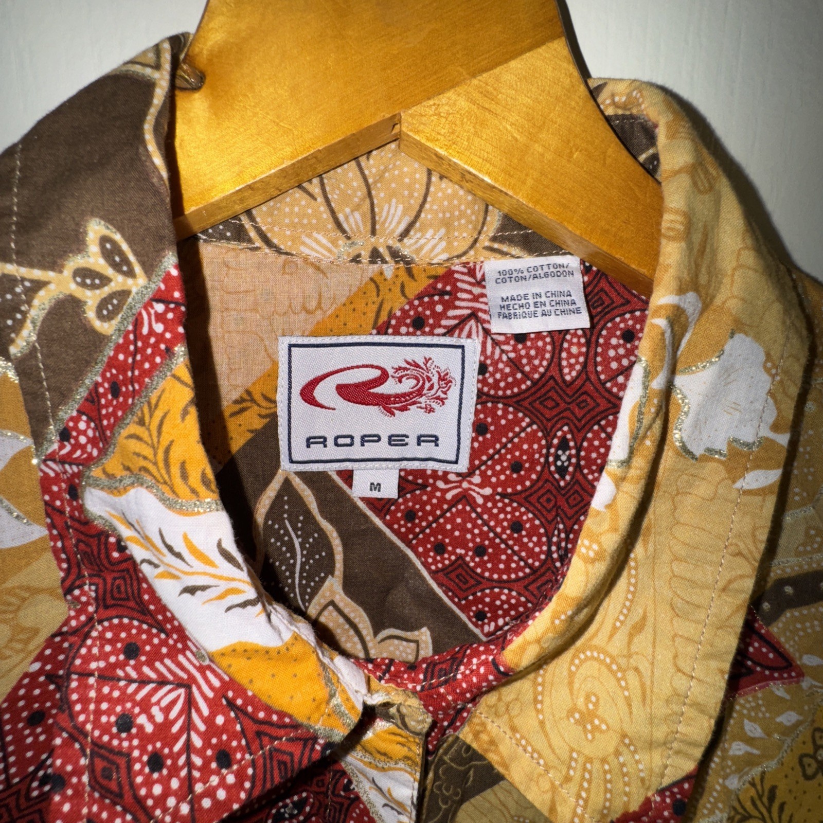 Roper Stunning Patchwork Gold Accent Button Up Sh… - image 3