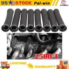 8x Spark Plug Header Boots 2500° Spark Plug Heat Shield Sleeve Wire Cover Wrap