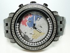 Mens 50MM Joe Black Dial 1.90 CT Diamond Watch Tyler (200) - JTM7