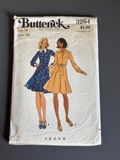 vintage 70s Butterick sewing pattern 3264 shirt dress with belt bust 36