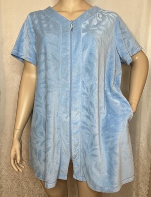 Croft & Barrow Dressing Gown Womens Zip Up Fleece Robe Housecoat Blue SZ 2X Croft & Barrow Dressing Gown Womens Zip Up Fleece Robe Housecoat Blue SZ 2X
