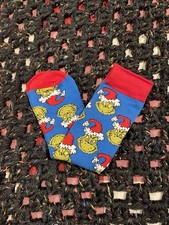 Grinch Dr Seuss Christmas Red & Blue Socks BNWOT