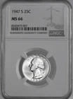 1947-S  25C WASHINGTON SILVER QUARTER "SAN FRANCISCO MINT" NGC MS66 #8343475-007