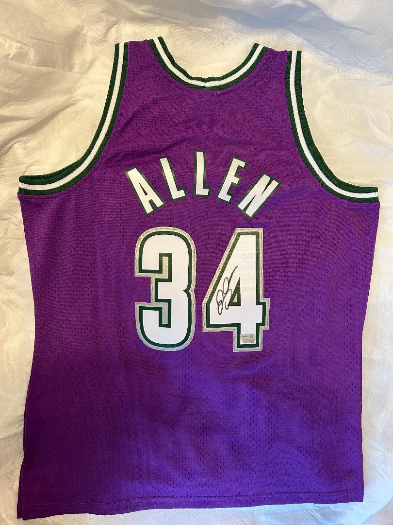 Ray Allen Autographed Signed Milwaukee Bucks Purple Mitchell & Ness Jersey 2000-2001 