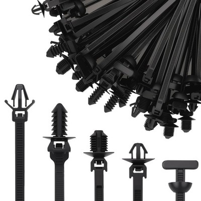 Dexspoeny 50PCS Universal Nylon Push Mount Cable Zip Tie, Heavy Duty Self Loc...
