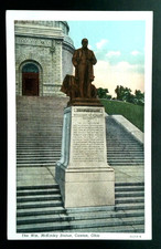 Linen Postcard William McKinley Statue Canton Ohio Curt Teich 1930s Lithograph