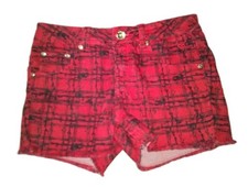 Justice Plaid Shorts Girls Size 14R Red Frayed