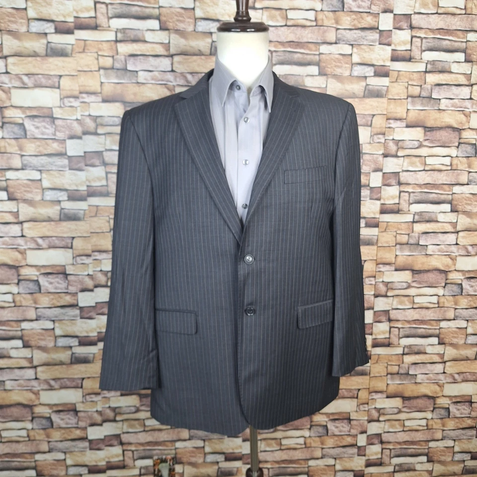 Mantoni 2 Piece Suit Mens 46R 36X29 Gray Multicolor Stripe 3 Button VL Wool - Image 2 of 4