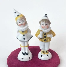 Vtg Clown Pierrot Lady Pin Cushion Half Doll Figurine Porcelain Lot Old Germany