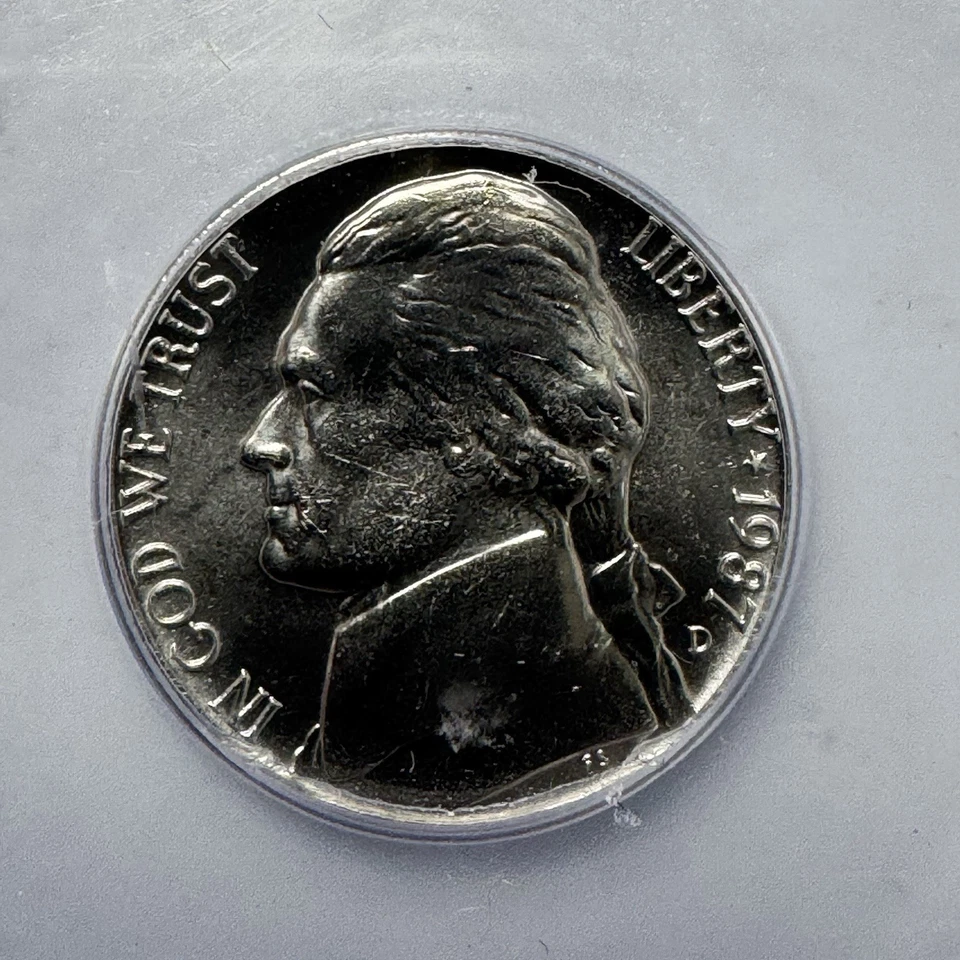 Moneda graduada 1987-D Jefferson Nickel 5C ICG MS67 Foto 3 de 4