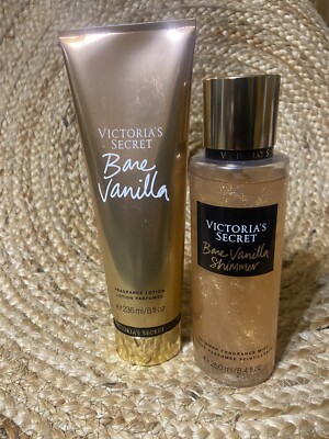 Victoria's Secret Bare Vanilla Shimmer Fragrance Body Mist Spray & Lotion Set