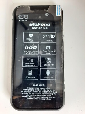 Ulefone Armor X8 Rugged Waterproof Phone 4GB+64GB-(NO POWER)-FOR PARTS