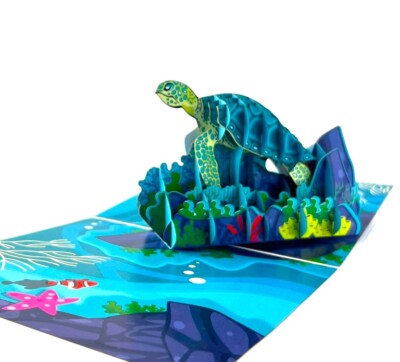 BC Worldwide Ltd handgefertigte 3D Pop Up Karte Schildkröte Geburtstag Valentinstag Ruhestand