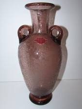 Vintage Murano Art Glass Archimede Seguso Corroso Vase 1091