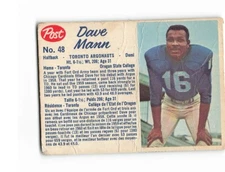 1962 POST CEREAL CFL FOOTBALL DAVE MANN #48 TORONTO ARGONAUTS LOW GRADE