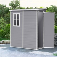 Plastic Garden House Storage Shed Pent Roof Backyard Tool Building Cabin Outdoor