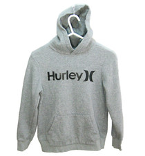 HURLEY Boy's Size Medium 10/12 Gray Athletic Hoodie Hooded Logo Sweatshirt