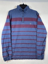 Chaps Ralph Lauren 1/4 Zip Sweater Mens Maroon Blue Stripe Mens XL long sleeve