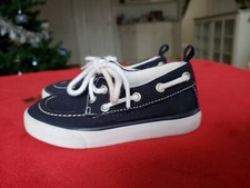Gymboree kid boy canvas boat shoes lace-up textured Sz7 navy white bow tie