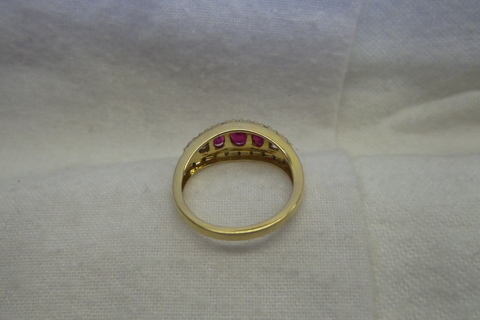 Fine Solid 14kt Genuine 3 Ruby Ring with Natural … - image 9