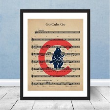 Vintage Chicago Go Cubs Go Sheet Music Logo Decor Baseball Wrigley Gift Art Song
