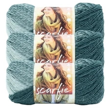 (3 Pack) Lion Brand Yarn 826-233L Scarfie Yarn, Pale Grey/Bluestone