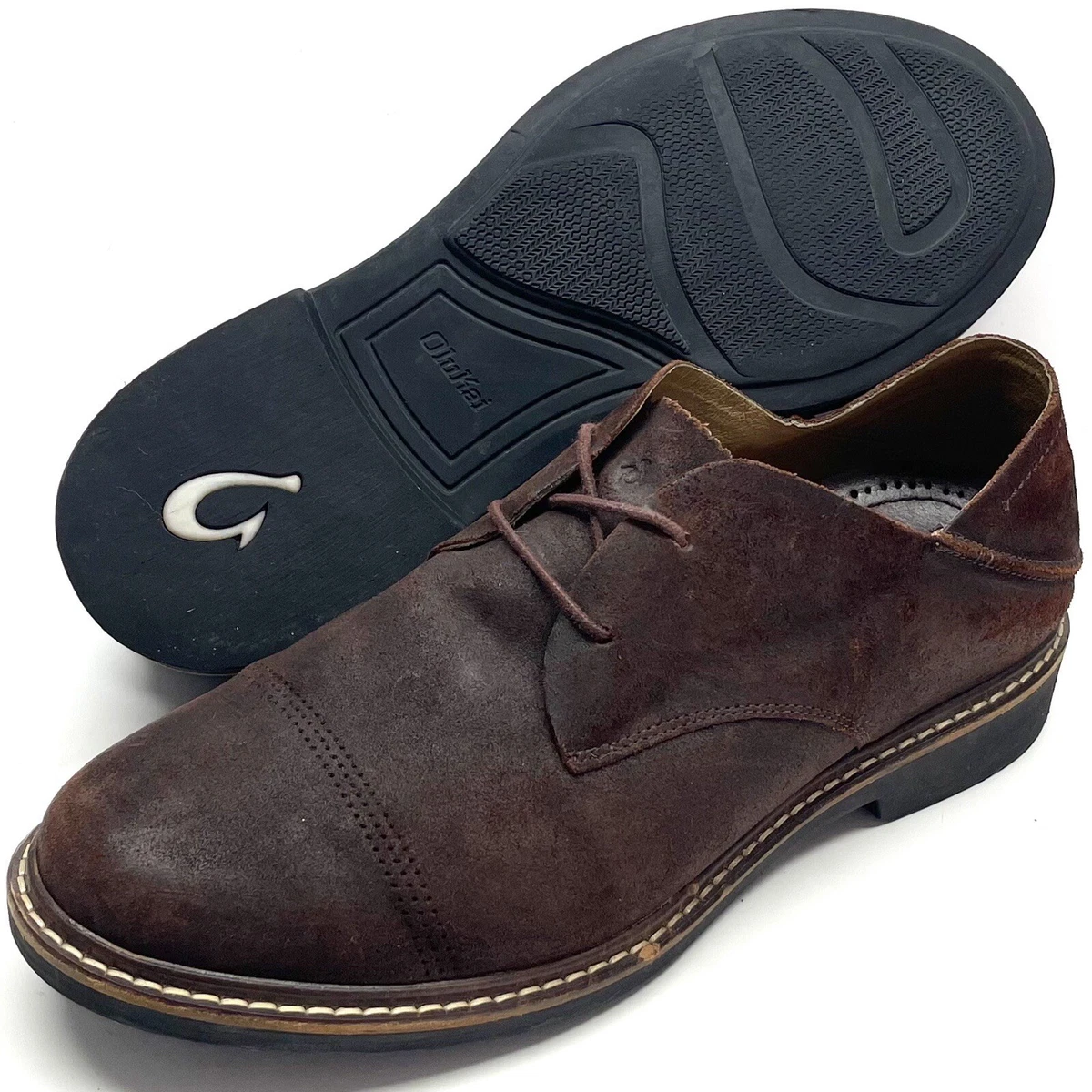 OLUKAI Walino Men s Dark Brown Leather Oxford Lace Up Shoes US