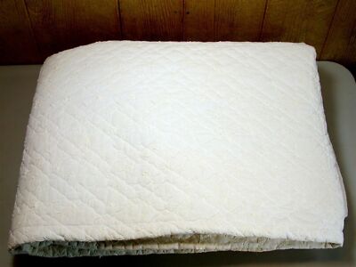 Cotton Top Quilted Bedspread w/ Tone on Tone Embroidery ~ Corn Silk ~ 80 x 110