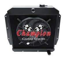 Sr Champion 3 Row Black Finish Radiator 16 Fan For 1955 - 1959 Chevrolet Truck
