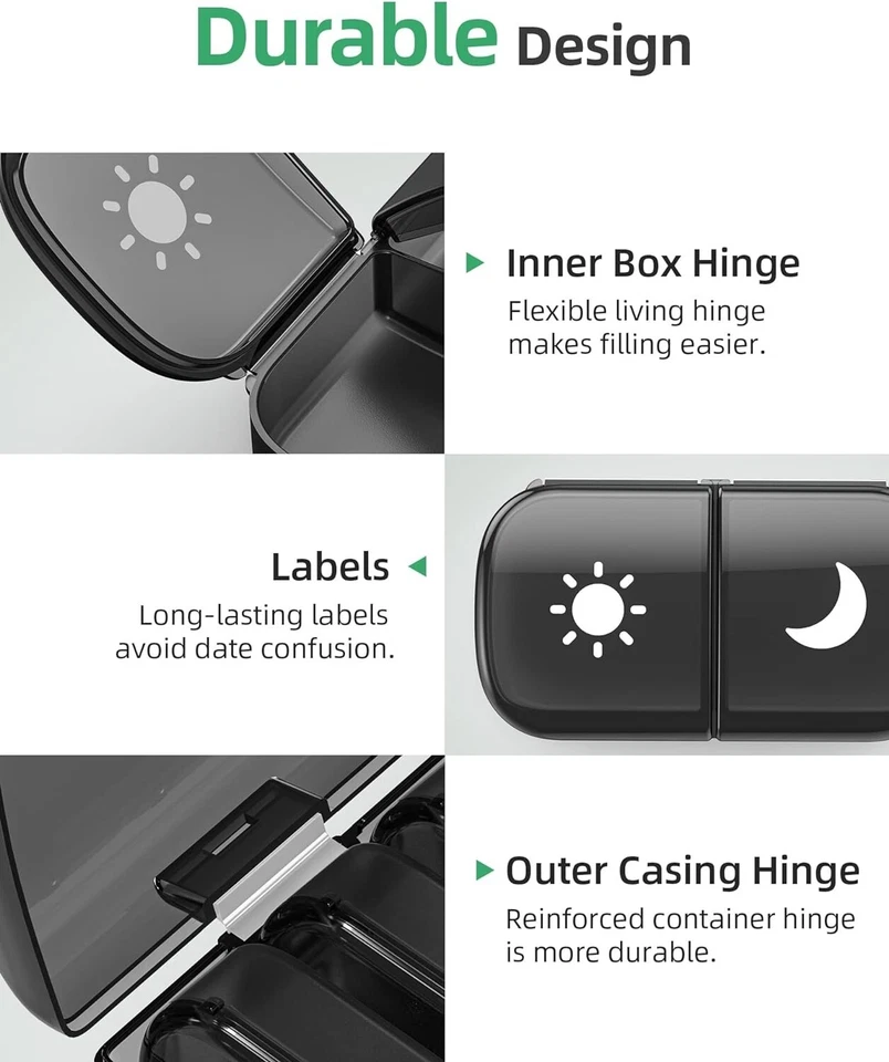 Weekly Pill Box Organizer 7 Day Medicine Storage Case 2 Times a Day Daily AM PM - Image 4 of 4