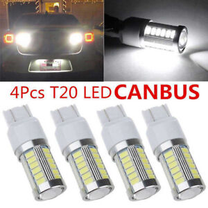 4Pcs T20 7440 7443 W21W 33SMD LED Canbus Car Reverse DRL Stop Brake Light Yellow