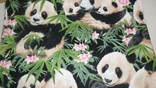 QUILTING SEWING FABRIC COTTON UNWASHED PANDA 10/20