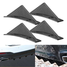 4PC Car Look Rear Bumper Lip Diffuser Shark Fins Splitter Carbon Fiber Universal