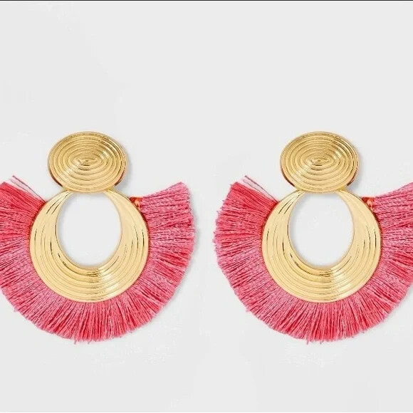 NEW SUGARFIX by BaubleBar Threaded Circle Statement Earrings- Pink