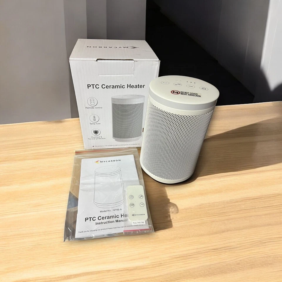 MYCARBON Heizlüfter Energiesparend 900W/1500W Thermostat 18℃/23℃/28℃ 8H Timer 60