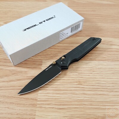 Real Steel Sacra Folding Knife 3.13'' Bohler K110 Steel Blade Black G10 Handle