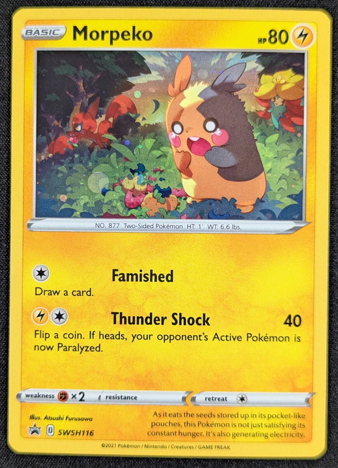 Morpeko 2021 Cosmos Black Star Promo Holo Pokemon Card SWSH116 (NM)