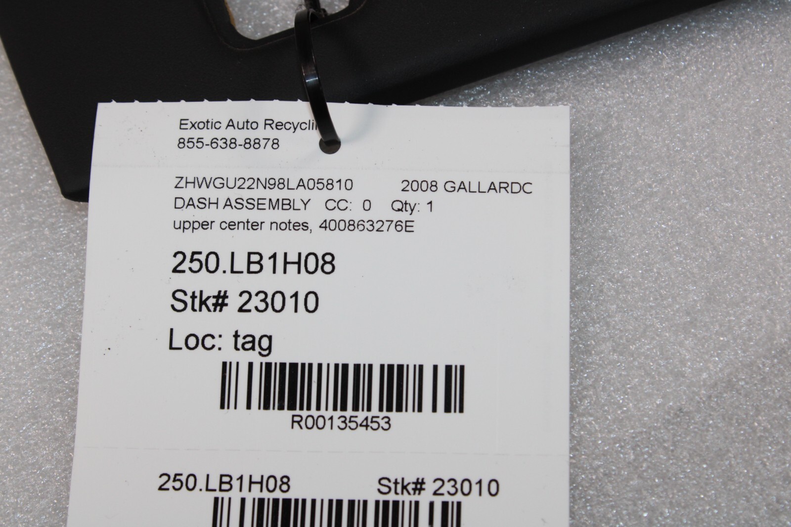 Lamborghini Gallardo, Spyder, Coupe, Upper Dash Trim Panel, Used, P/N 400863276E