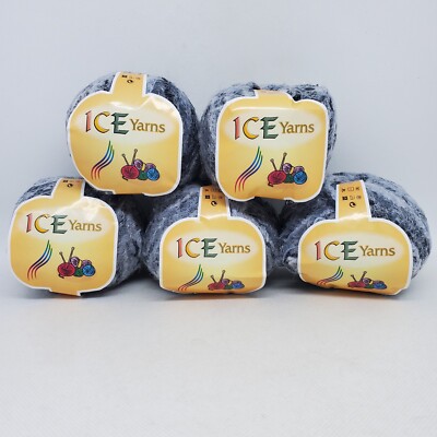 Lot of 5 Vintage Ice Yarns Light Med Dark Gray Worsted Brushed Mohair 50g Skeins